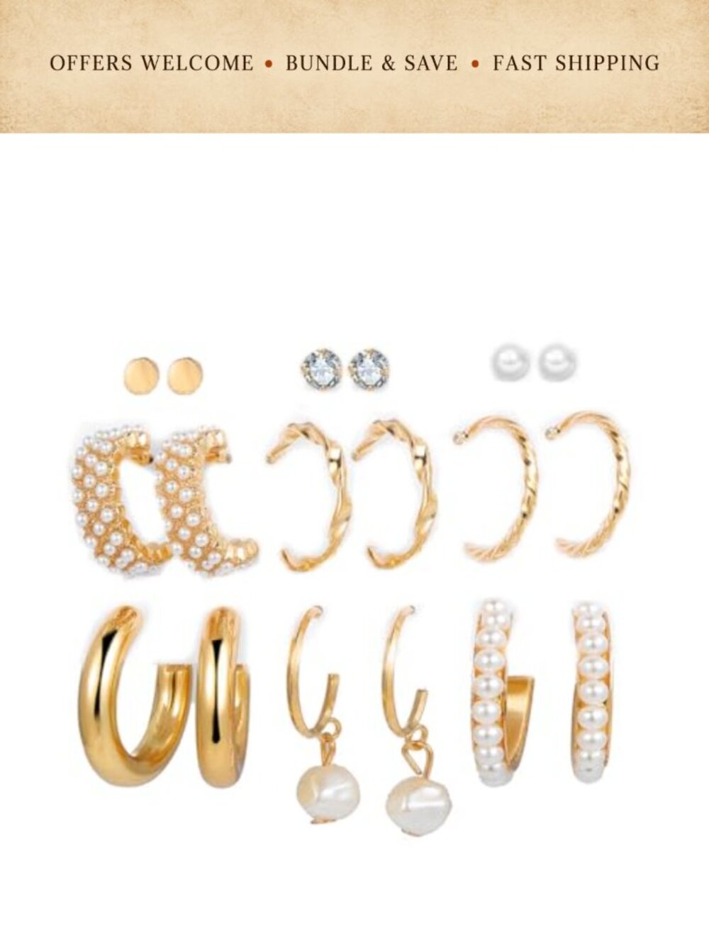 14k Gold Plated Stacked Hoop Earring Set Hypoallergenic Cartilage Piercing